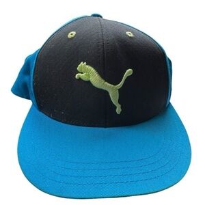 Puma Kids Hat - Black and Blue with Green Logo